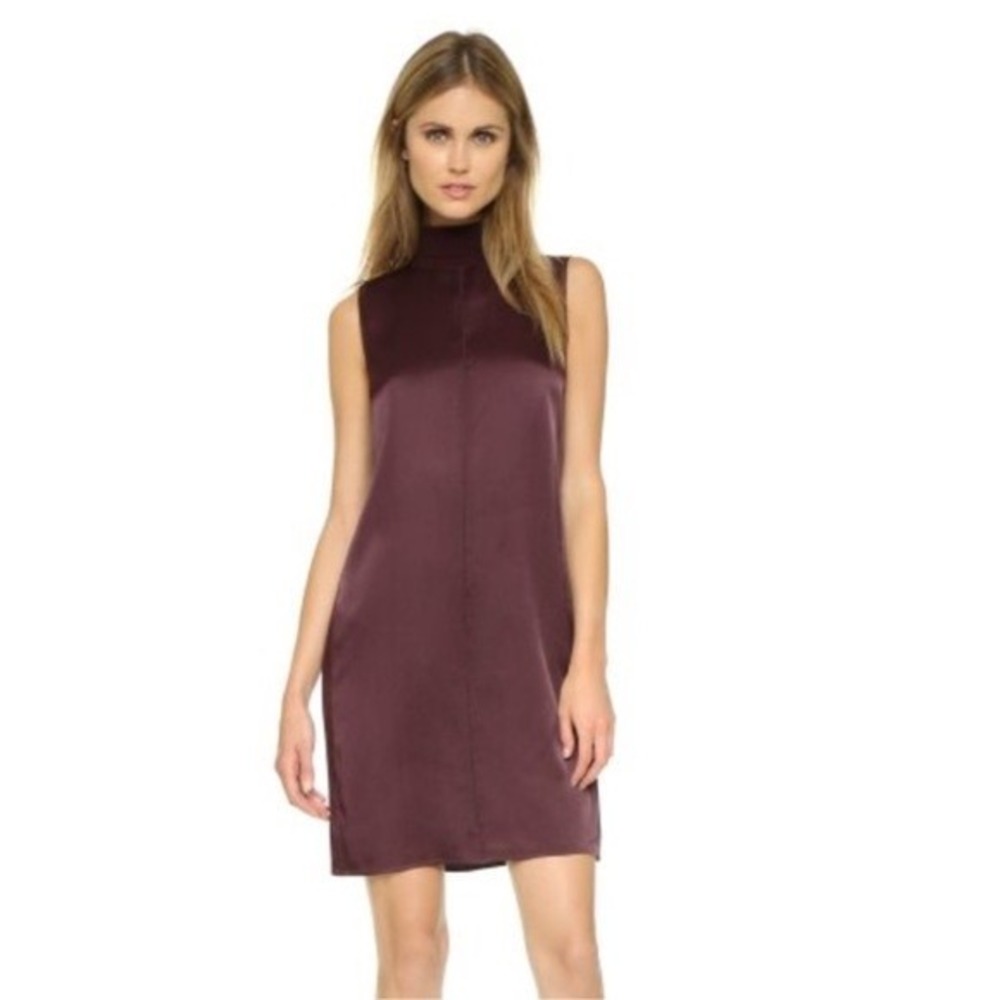 Rag & Bone Singer Sleeveless Satin Shift Dress Burgundy Maroon Medium